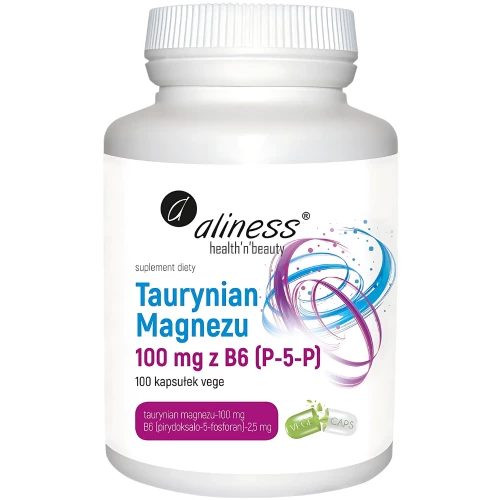 Aliness - Taurynian Magnezu 100 mg z B6 (P-5-P) - 100 kapsułek Aliness - Taurynian Magnezu 100 mg z B6 (P-5-P) - 100 kapsułek